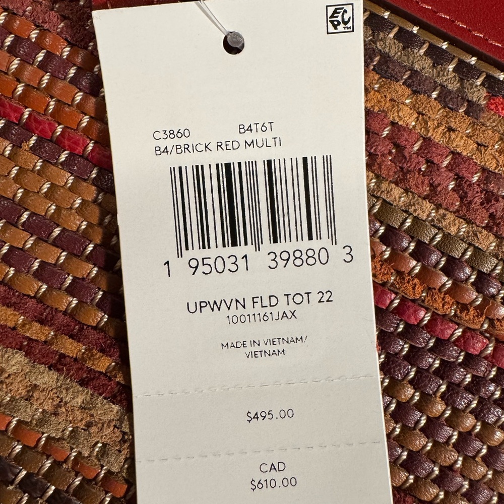 NWT Coach Field Tote 22 In Upwoven Leather - Picture 7 of 7